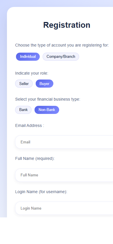 Mobile registration screenshot