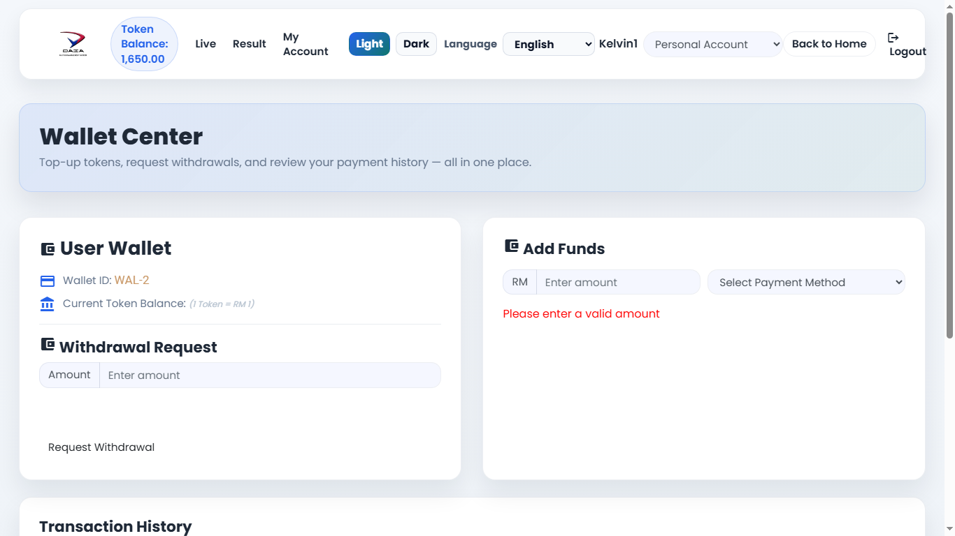 Desktop wallet screenshot