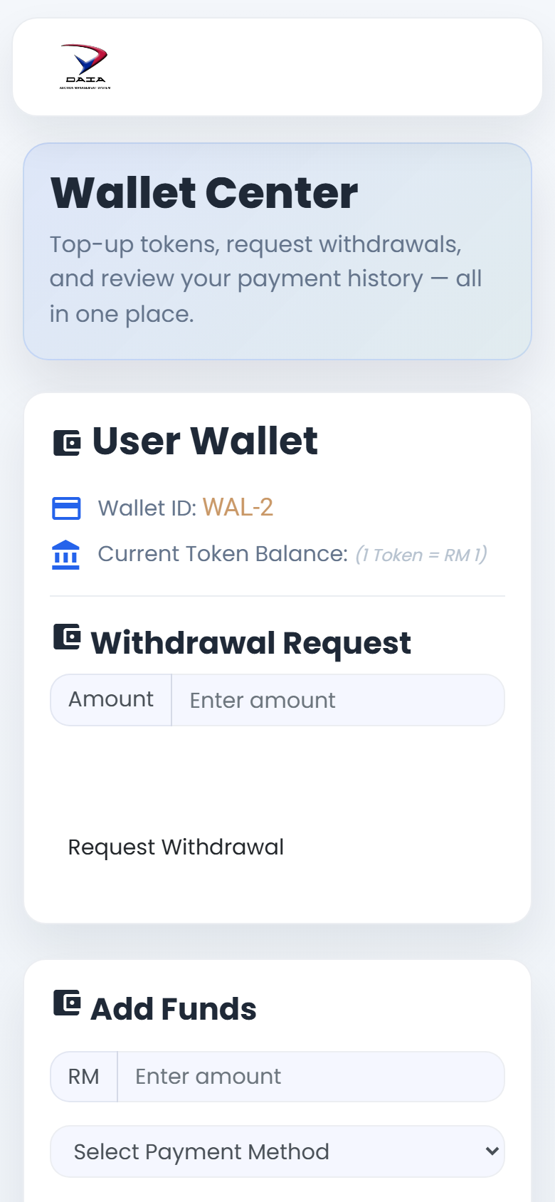 Mobile wallet screenshot